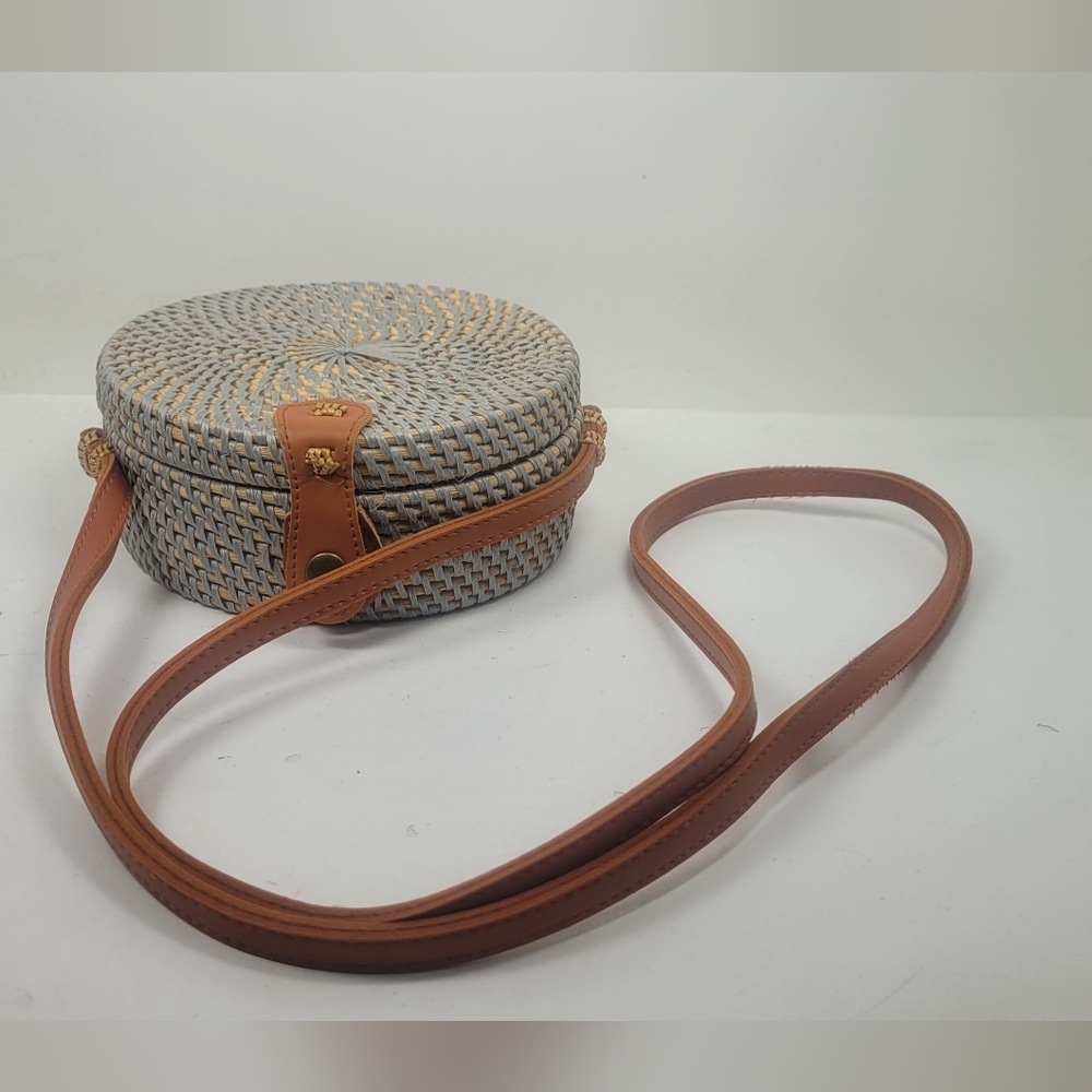 Stylish Gray and Tan Woven Bag